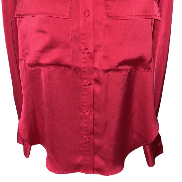 Jason Wu Red Satin Oversized Button Down Blouse - S - Picture 3 of 10